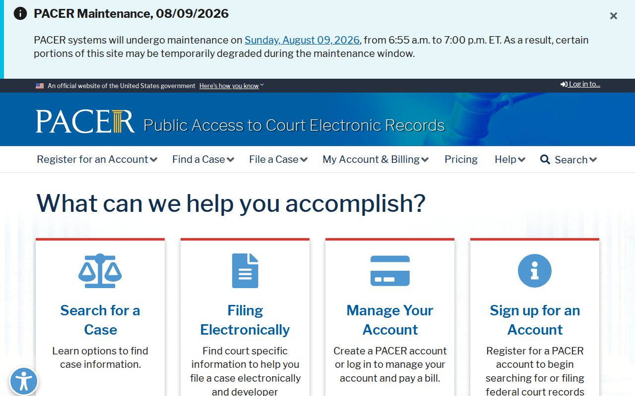 Federal criminal court records for Franklin County through PACER