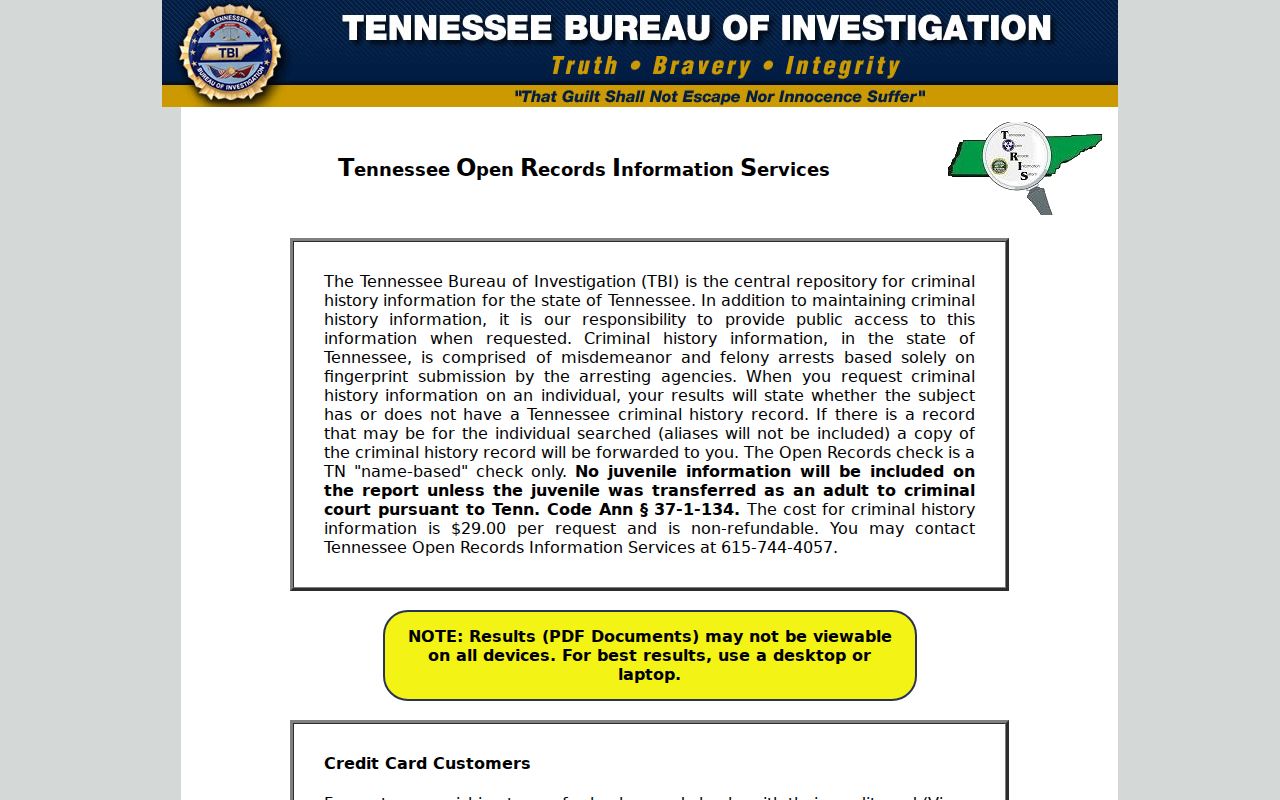 Franklin County criminal record search through TBI TORIS