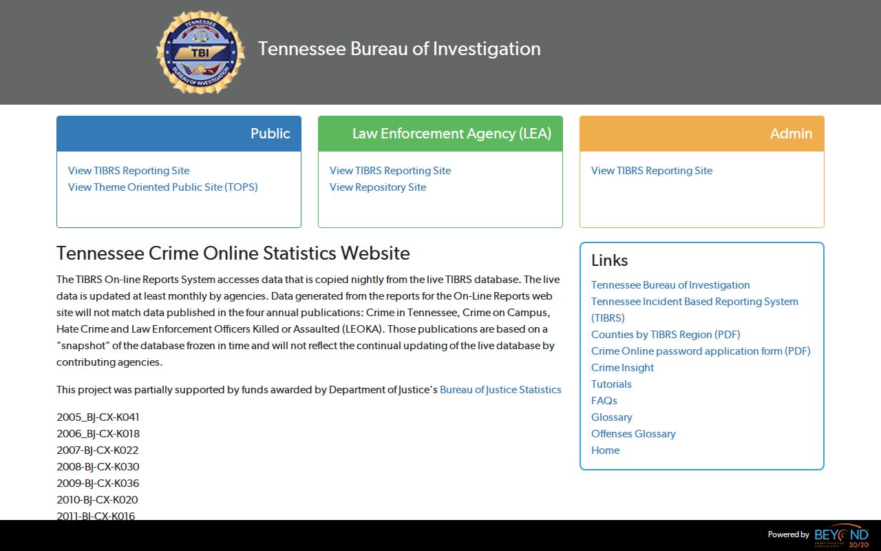 Franklin County criminal record statistics in TBI CrimeInsight
